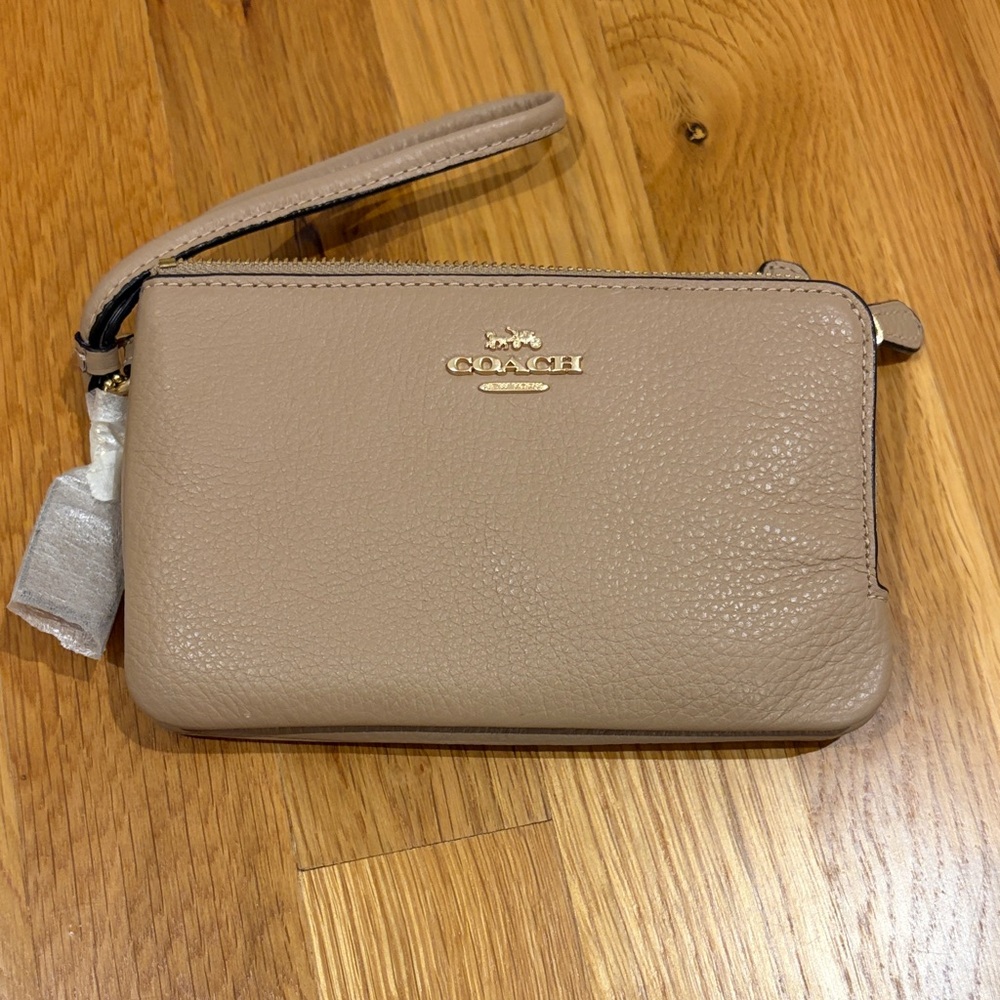 Coach Beige Leather Wristlet